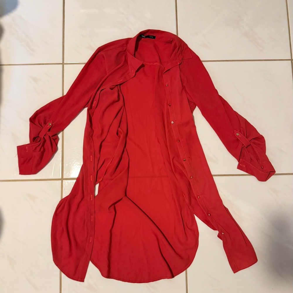 Elegant Red long Women's blouse